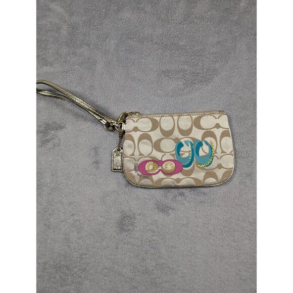 Coach Handbags - Coach Est 1941 Wristlet Wallet Purse Canvas Classic Signature Wrist Strap Y2K